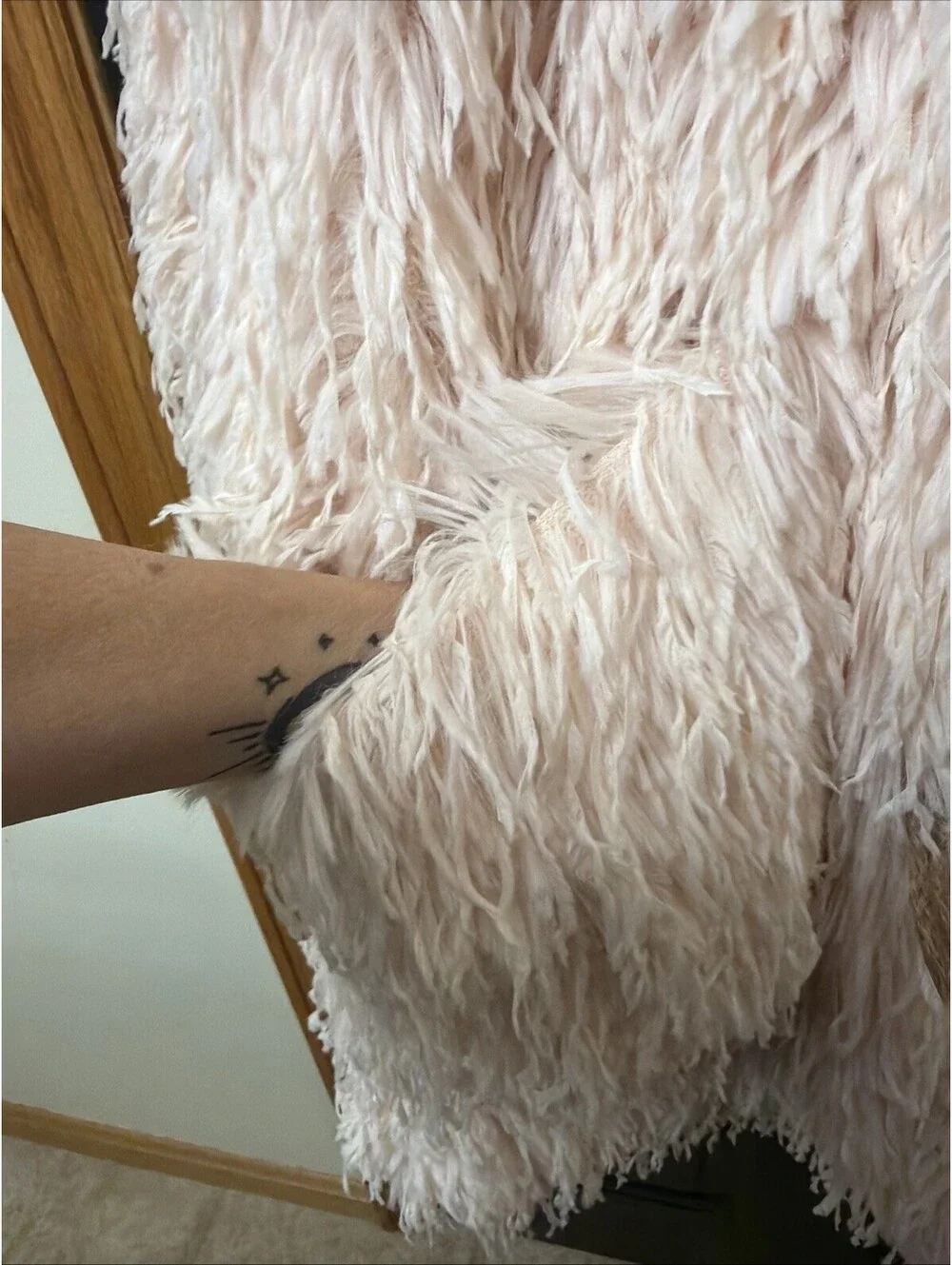 NWT Free People Fluttering Heart Faux Fur Jacket Pink Women Sz XL Friends Phoebe